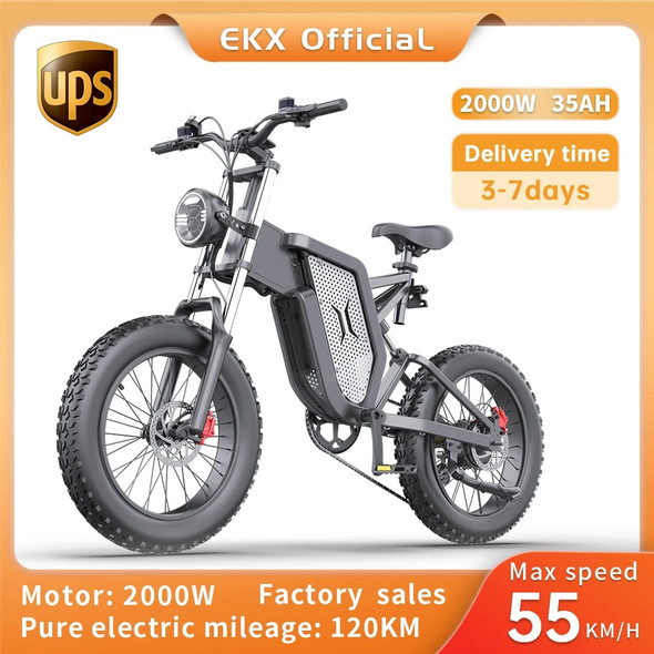 EKX X20 Electric Bike Mountain Moped Ebike 20 Inch Fat Tire 2000W 48V 35AH Men's Road EBike Electric Bicycle For Adults E Bikes