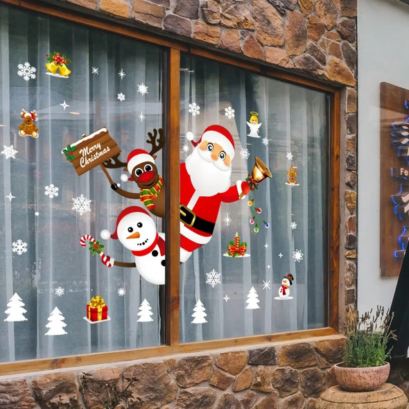 Christmas Window Sticker Merry Christmas Decorations For Home 2023 Cristmas Ornament Xmas Navidad Natal Gifts New Year 2024