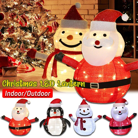 Indoor Outdoors Garden Christmas Snowman Lantern Ornament Lamp LED Lawn Foldable Lantern Christmas Decoration Snowman