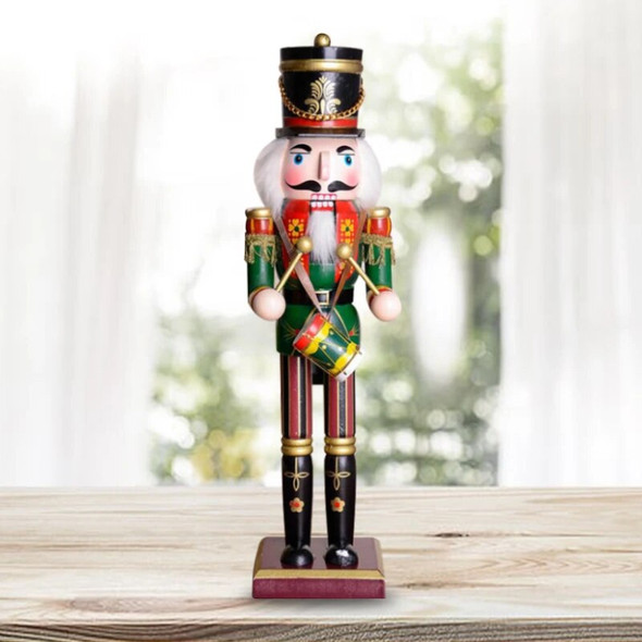 2Pcs/3Pcs 30cm Christmas Nutcracker Hand Painted Wooden King Drummer Soldier Puppet Handcraft Christmas Home Office Decoration