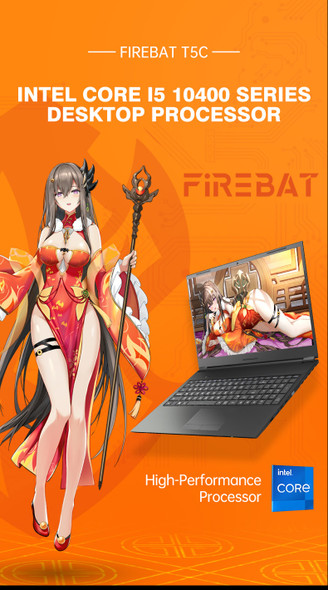 FIREBAT T5C 15.6 Inch Intel i5 10400 GTX 1650 6 Cores 12 Threads Notebook M.2 16G 512GB 144Hz 1920*1080 Laptop Gaming BT5.1