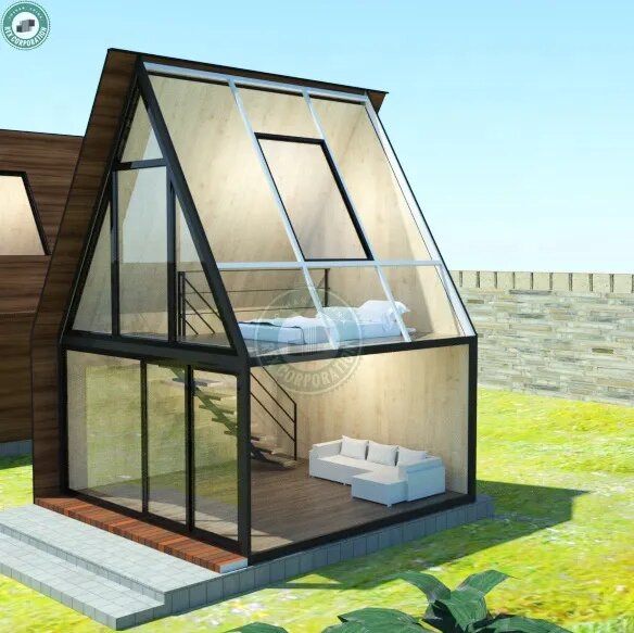 9sqm Tiny Resort Chalet for Living Small Honeymoon Homestay Cabin Loft Design Summer House with Glass Roof