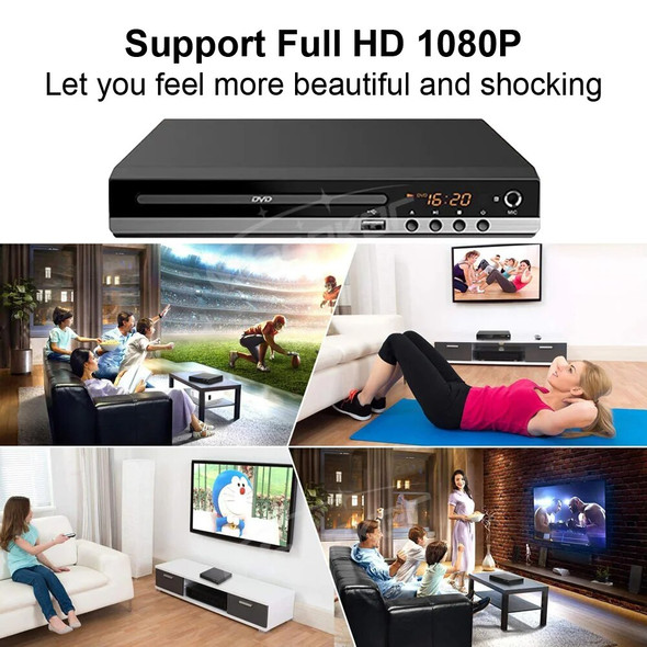 Woopker DVD Player B29 HD 1080P CD/ EVD/ VCD Player for TV CD-Disc Player AV and HD Output with Microphone Port