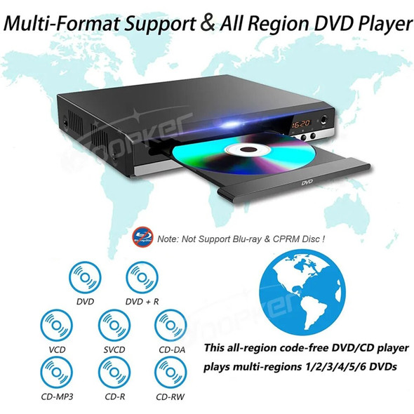 Woopker DVD Player B29 HD 1080P CD/ EVD/ VCD Player for TV CD-Disc Player AV and HD Output with Microphone Port Woopker DVD Player B29 HD 1080P CD/ EVD/ VCD Player for TV CD-Disc Player AV and HD Output with Microphone Port