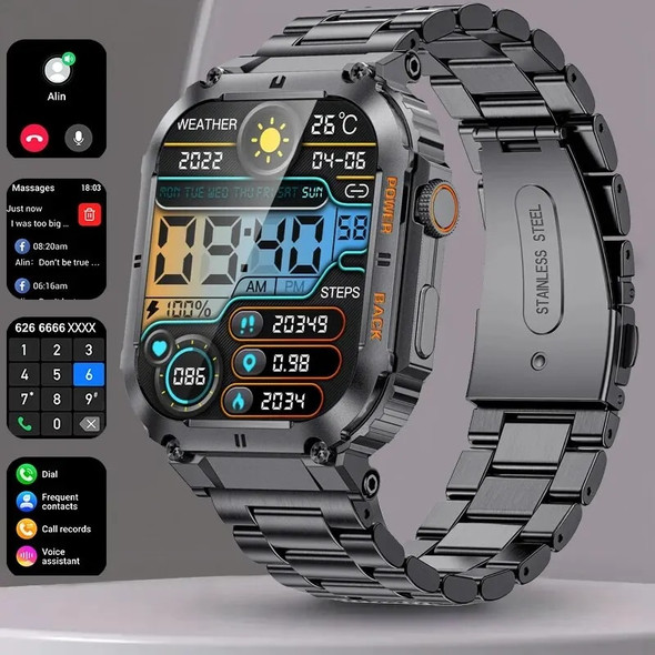 LIGE Men Smart Watch Bluetooth Call Watch Health Fitness Watches Sports Bracelet Heart Rate Waterproof Smartwatch For Men Clock