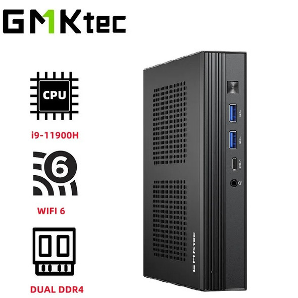 GMKtec M4 12th Core i9-11900H MINI PC Windows 11 DDR4 3200Mhz M.2 2280 NVME SSD RJ45*2 USB3.2*6 BT5 .2 WiFi 6 Gaming Computer