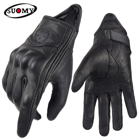 SUOMY Women Motorcycle Leather Gloves Summer Breathable Moto GP Gloves Retro Full Finger Cycling Gloves Pink XS-XXL