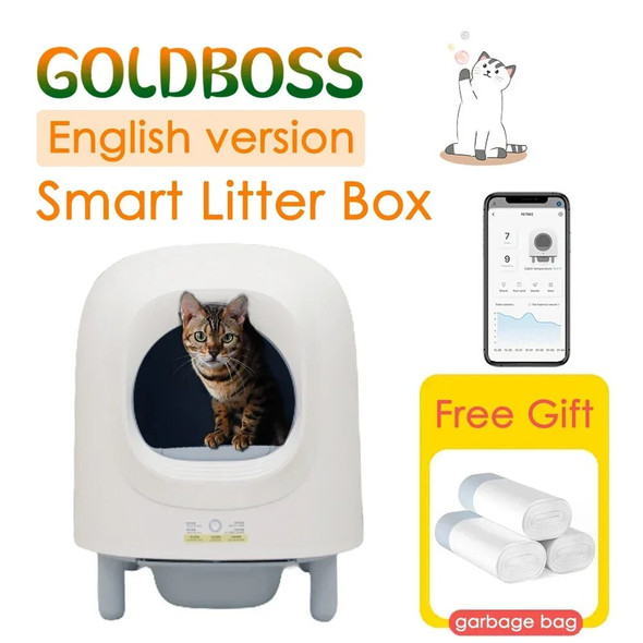 Automatic Smart Cat Litter Box Auto Self Cleaning Sandbox Wifi Support Remote Control Pet Closed Tray Toilet Detachable Bedpans