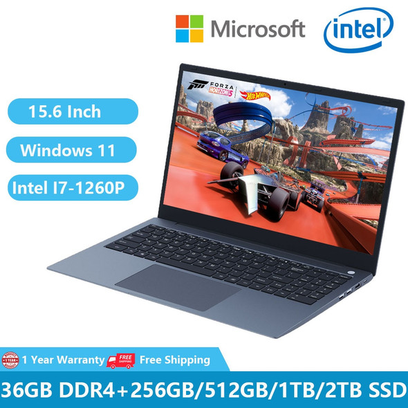 Gaming Laptops Computer PC Ultrabook Windows 11 Notebooks 12th Gen Intel 12 Cores I7-1260P 36GB RAM +2TB Metal RJ45 WiFi Type-C