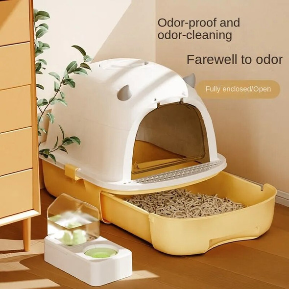 Large Capacity Anti-odorant Cat Litter Box Plastic Anti-Splash Cats Toilet Drawer Open Style Completely Enclosed Pet Sandbox