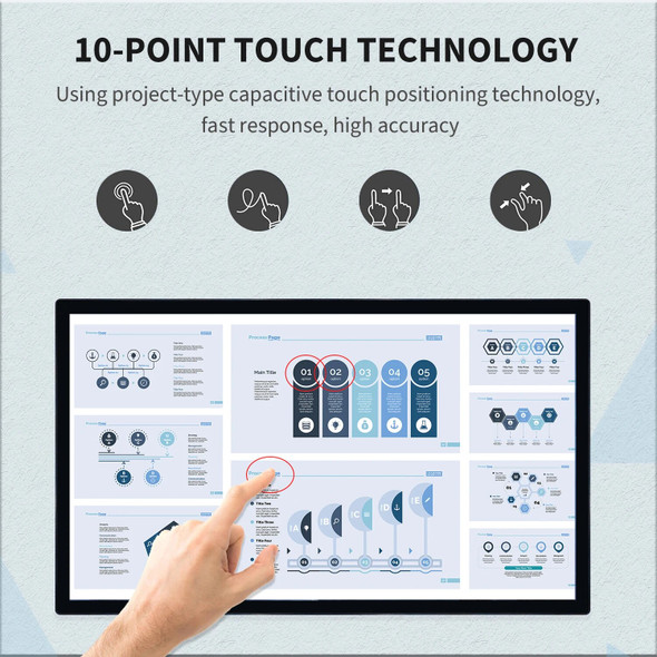 TouchWo 32 Inch Wall Mount IPS Android Touch PC Touch Screen Monitor LED Backlight Capacitive 1080P Display Windows HDMI Input