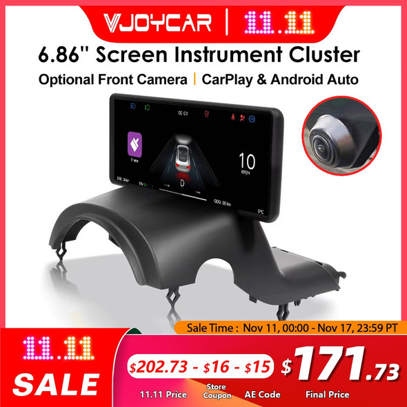 6.86inch CarPlay Android Auto Model Y 3 Instrument Cluster Display Blind Spot Monitor Optional Front Camera for Tesla Accessory