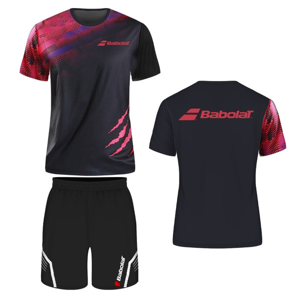 BABOLAT Badminton T-shirt And Shorts Set Tennis Table Tennis Training Wear Summer Outdoor Running Sweatshirt Breathable Light