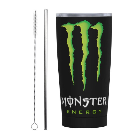 Monsters Drinks Magic Racing Energy Tumbler Vacuum Insulated Travel Coffee Cups Lid Motor Sports Outdoor Mug Water Bottle