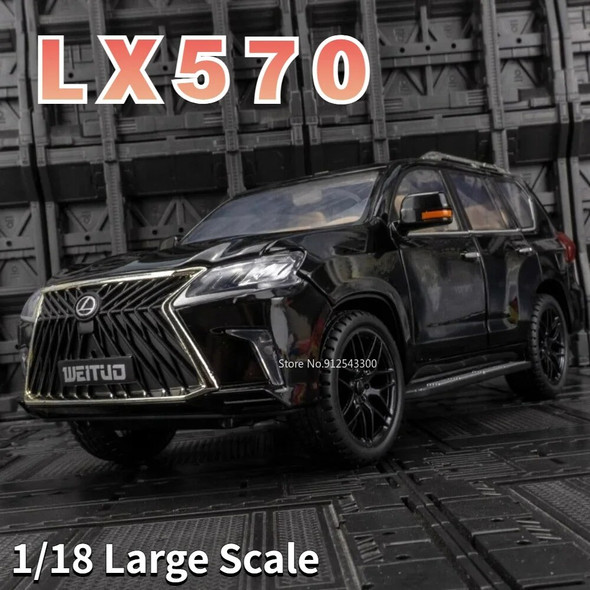 1/18 Lexus LX570 Alloy Model Car Toy Diecast with Sound Light Pull Back Large Scale Car Model Toys for Boys Birthday Collection