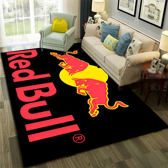 3D Red B-Bull Pattern Carpet Rug for Home Living Room Bedroom Sofa Doormat Decor,Child Play Area Rug Large Non-slip Floor Mat