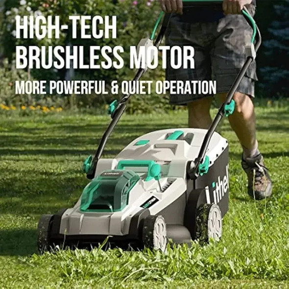 Litheli Cordless Lawn Mower 13 Inch, 5 Heights, 20V Electric Lawn Mowers for Garden, Yard and Farm, with Brushless Motor