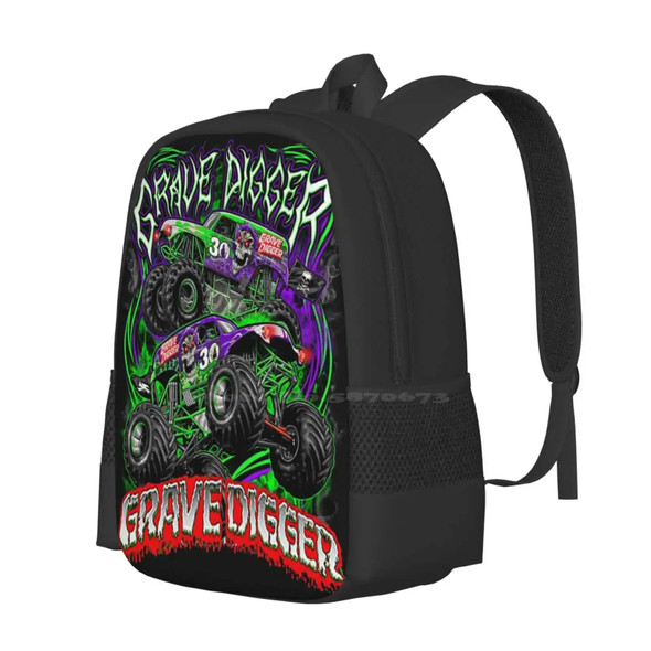 Monster Jam Grave Digger Monster Truck Art Fans Fashion Pattern Design Travel Laptop School Backpack Bag Monster Jams Monster