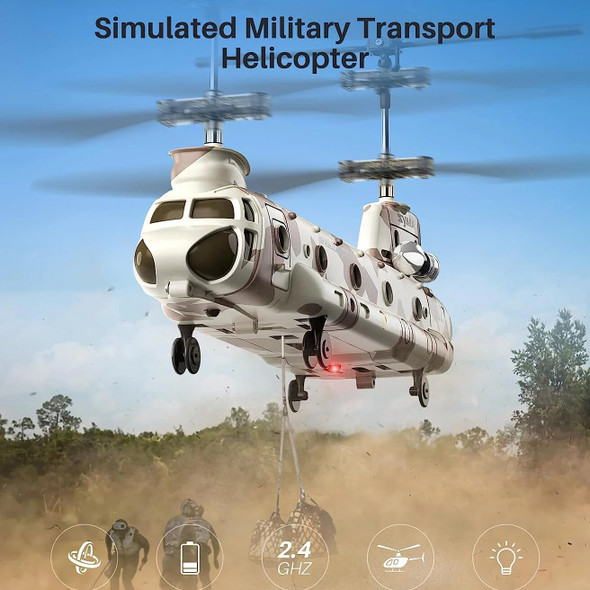 SYMA Original Remote Control Military Transport Helicopter,2.4GHz S52H RC Anti-fall Dron Armed Aircraft Chinook Toys for Kids