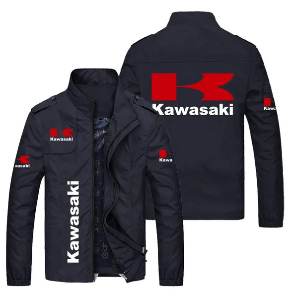 2023 Autumn New Motorcycle Jacket Men Kawasaki Logo Biker Jacket Windbreaker Trendy Casual Kawasaki Clothing Men Racing Wear