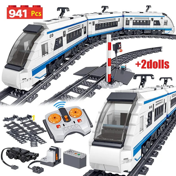 941Pcs City Electric Harmony Rail Remote Control Model Building Blocks Train Track RC Car Brick Toy for Boy Gifts