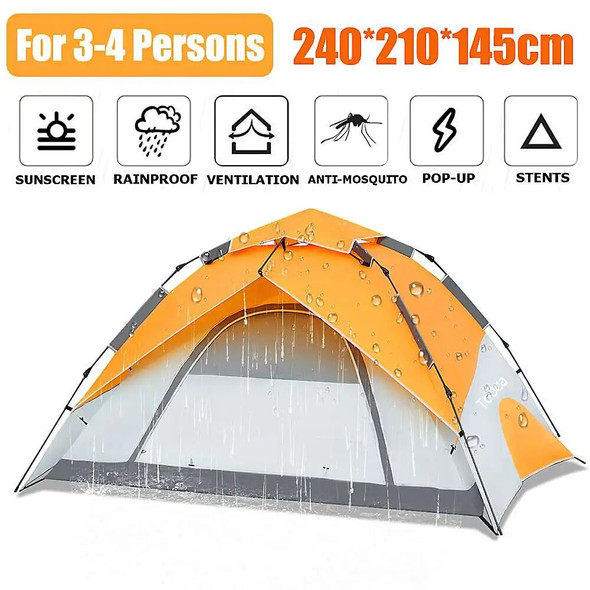 4 Person Automatic Camping Tents Family Outdoor Instant Setup Tent 4 Season Windproof Waterproof Ultralight Portable Pop up Tent