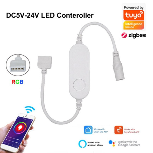 TUYA Zigbee Smart LED Light String Controller Alexa Echo Plus Voice Control 5V 12V 24V RGBW RGBWW RGB+CCT RGB Dimmer Controller