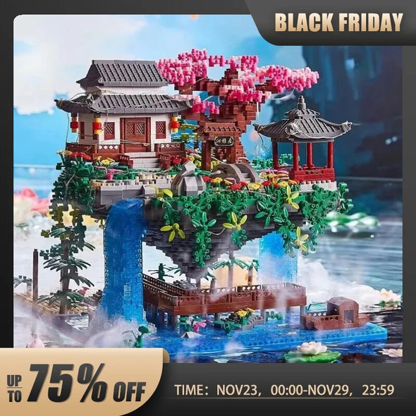 3320PCS Blocks Tree House Diamond Building Garden Architecture Waterfall Light DIY Bricks Cherry Blossom Toy For Kids Adult Gift
