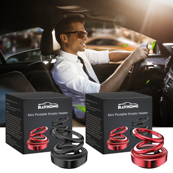 Portable Kinetic Mini Heater Fragrance Diffuser Solar Powered Kinetic Molecular Heater Car Air Aromatherapy Double Ring Rotating