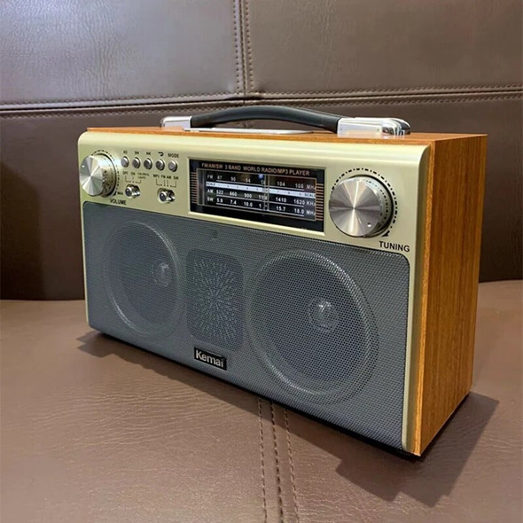 Retro Wireless Bluetooth Speaker High Quality Wood Radio Portable Tri-band FM Radio Subwoofer Home Stereo Surround Sound Box TF
