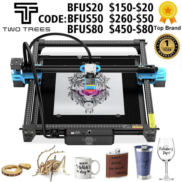 TwoTrees TTS-55 Pro Laser Engraver With Wifi Offline Control 80W Laser Engraving Cutting Machine 445±5nm Blue Light Cnc Machine