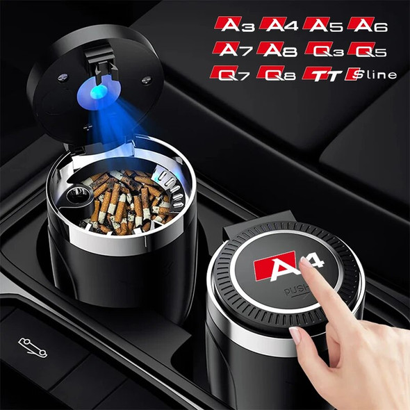 Car Cigarette Ashtray Cup With Lid With LED Light Portable Deta chable For Audi A3 A4 A5 A6 A7 A8 Q3 Q5 Q7 Q8 TT Motor Sport