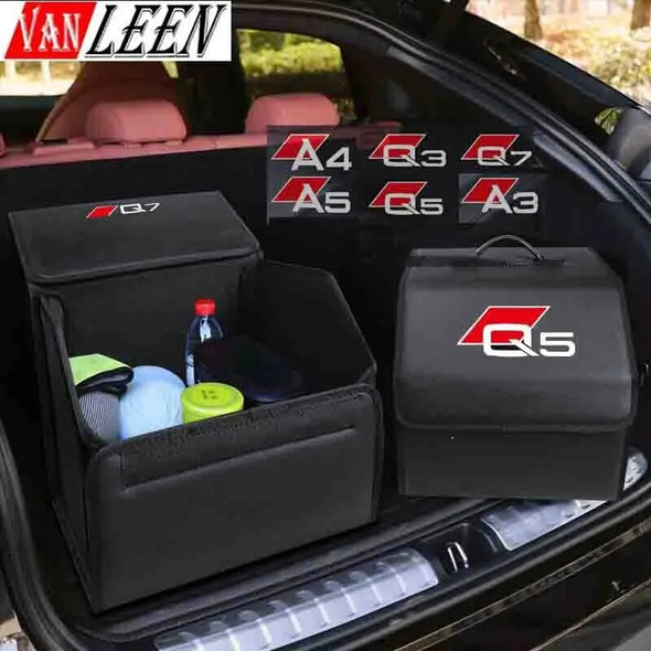 For Audi Quattro A1 A3 A4 A5 A6 A7 A8 Q2 Q3 Q5 Q7 Q8 TT RS5 RS6 RS7 S7 S8 QS5 Car Foldable Storage Box Trip Camping Leather Bag