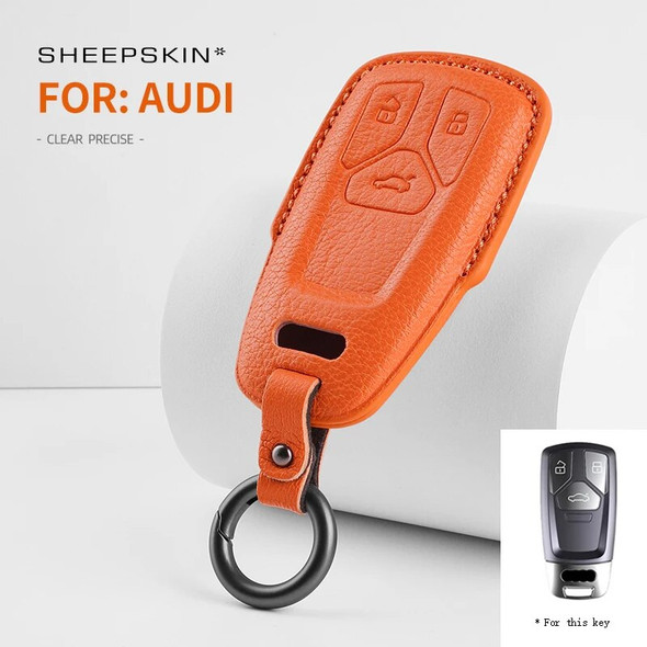 Sheepskin For Audi Q8 Q5 A6 C8 S6 RS6 A7 S7 RS7 A3 A4 8Y A8 RS E-tron GT Car Key Case Cover Holder Key Shell Accessories