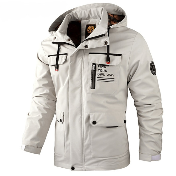 Fashion Men's Casual Windbreaker Jackets Hooded Jacket Man Waterproof Outdoor Soft Shell Winter Coat Clothing Warm Plus Size