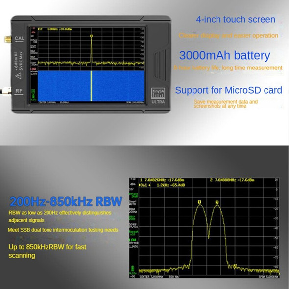 New Spectrum Analyzer Tiny Spectrum Analyzer Tinysa Ultra 4 Inch Display With Battery 100Khz To 5.3Ghz With 32GB Card New Spectrum Analyzer Tiny Spectrum Analyzer Tinysa Ultra 4 Inch Display With Battery 100Khz To 5.3Ghz With 32GB Card