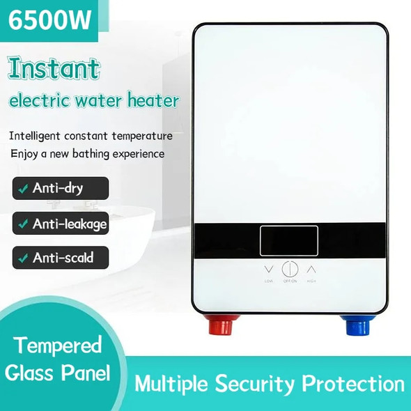 Hot Water Heater 6500w Instant Tankless Water Heater Thermostat Induction Heater Smart Touch Electric Heaters Shower Automatica