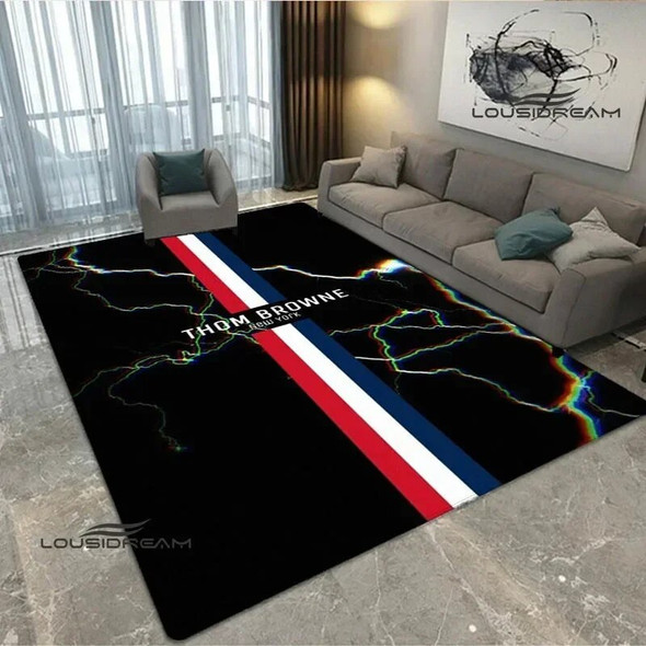 T-Thom Browne logo printed carpet living room bedroom carpet non-slip doormat photography props bedroom decor birthday gift