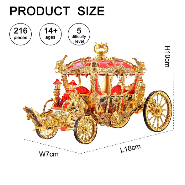 Piececool 3D Metal Puzzle The Princess Carriage Model Kits DIY Toy for Teen Jigsaw Brain Teaser Gifts for Adult