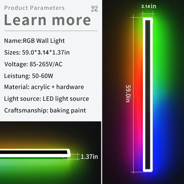 Outdoor Long Wall Light Fixtures LED Waterproof IP65 Wall Mount Lighting RGB 7-Colors Dimmable Garden Porch Light Lantern Sconce