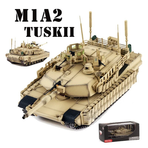 1:72 Scale American M1A2 Main Battle Tank TUSKII M1 Armored Vehicle Model Toy Adult Fans Collectible Souvenir Gifts Display Fans