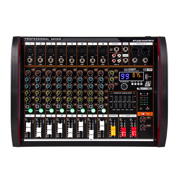 Mixer audio professional 8 channel mixer mixing console Bluetooth USB computer +48v power supply number live performance mixer