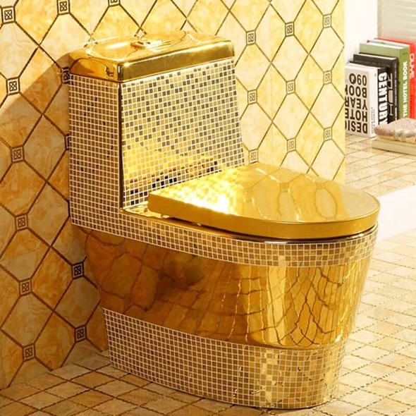 Popular Bathroom Indoor WC Siphonic Flushing Ceramic Gold Plating One Piece Toilet For Hotel