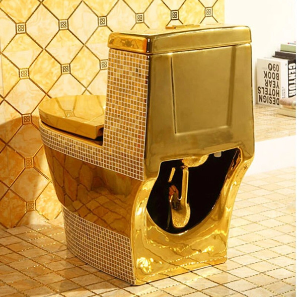 Popular Bathroom Indoor WC Siphonic Flushing Ceramic Gold Plating One Piece Toilet For Hotel