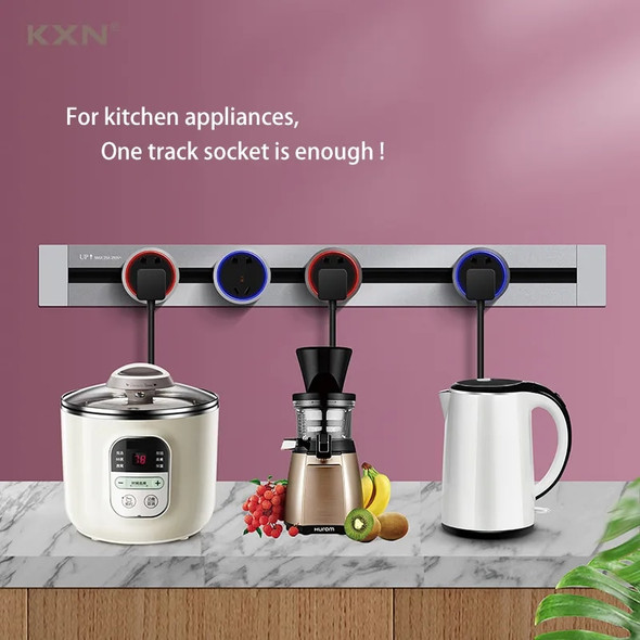 KXN Electric Extension Sockets Power Track Socket Concealed Hidden Wall Kitchen Outlet with EU UK Universal Korea Plugs Adapters