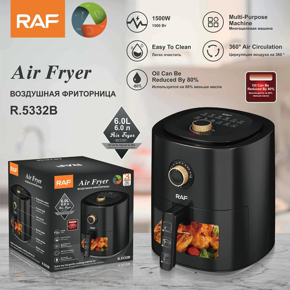 1500W Electric Deep Fryer Visual Air Fryer Smart Automatic Household Multifunctional Oven Large Capacity Electric Fryer