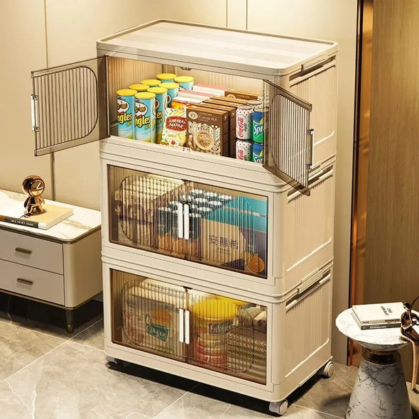 Large Capacity Storage Boxes Organizer Stackable Bins with Wheels Folding Containers with Safety Latch Doors for Home Organizing Large Capacity Storage Boxes Organizer Stackable Bins with Wheels Folding Containers with Safety Latch Doors for Home Organizing