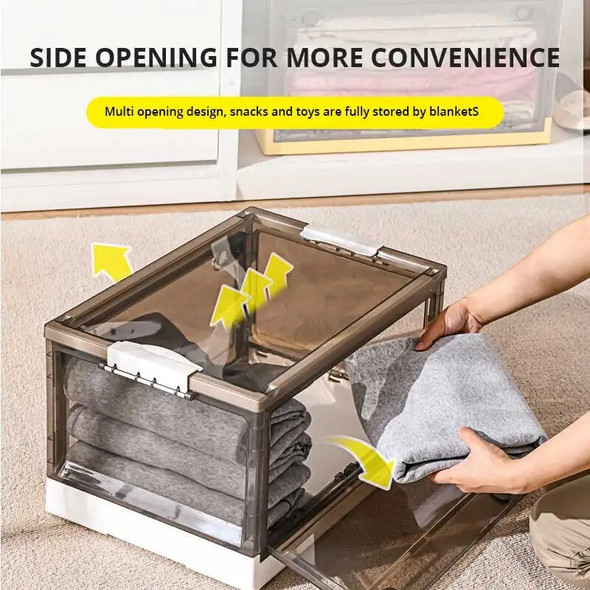 1pc Foldable Storage Trunk Open Storage Box Transparent Storage Box Home Wardrobe Clothes Organizer Large Capacity Clear Plastic