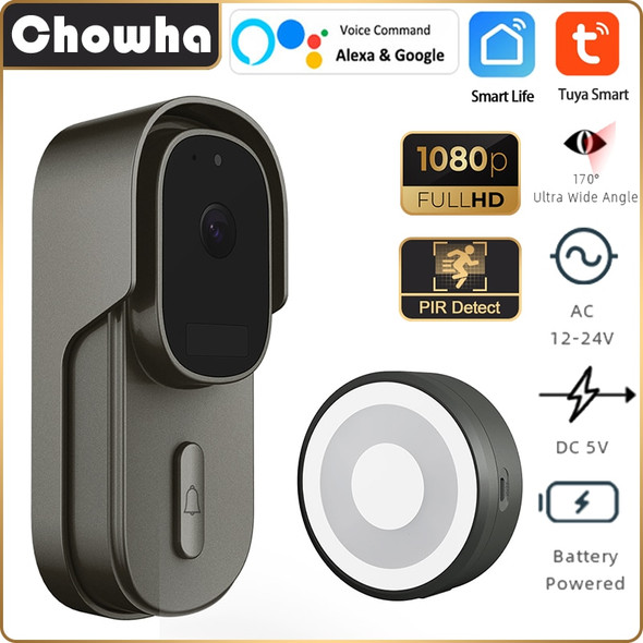 Tuya WiFi Video Doorbell Camera Outdoor Waterproof Wired DC AC Door Bell 1080P Alexa Wireless Security Battery Door bell Camera