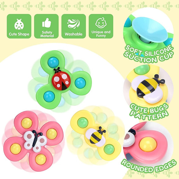 1pcs Fidget Spinner Toys Baby Cartoon Colorful Insect Gyro Educational Toy Kids Fingertip Rattle Bath Toys for Boys Girls Gift